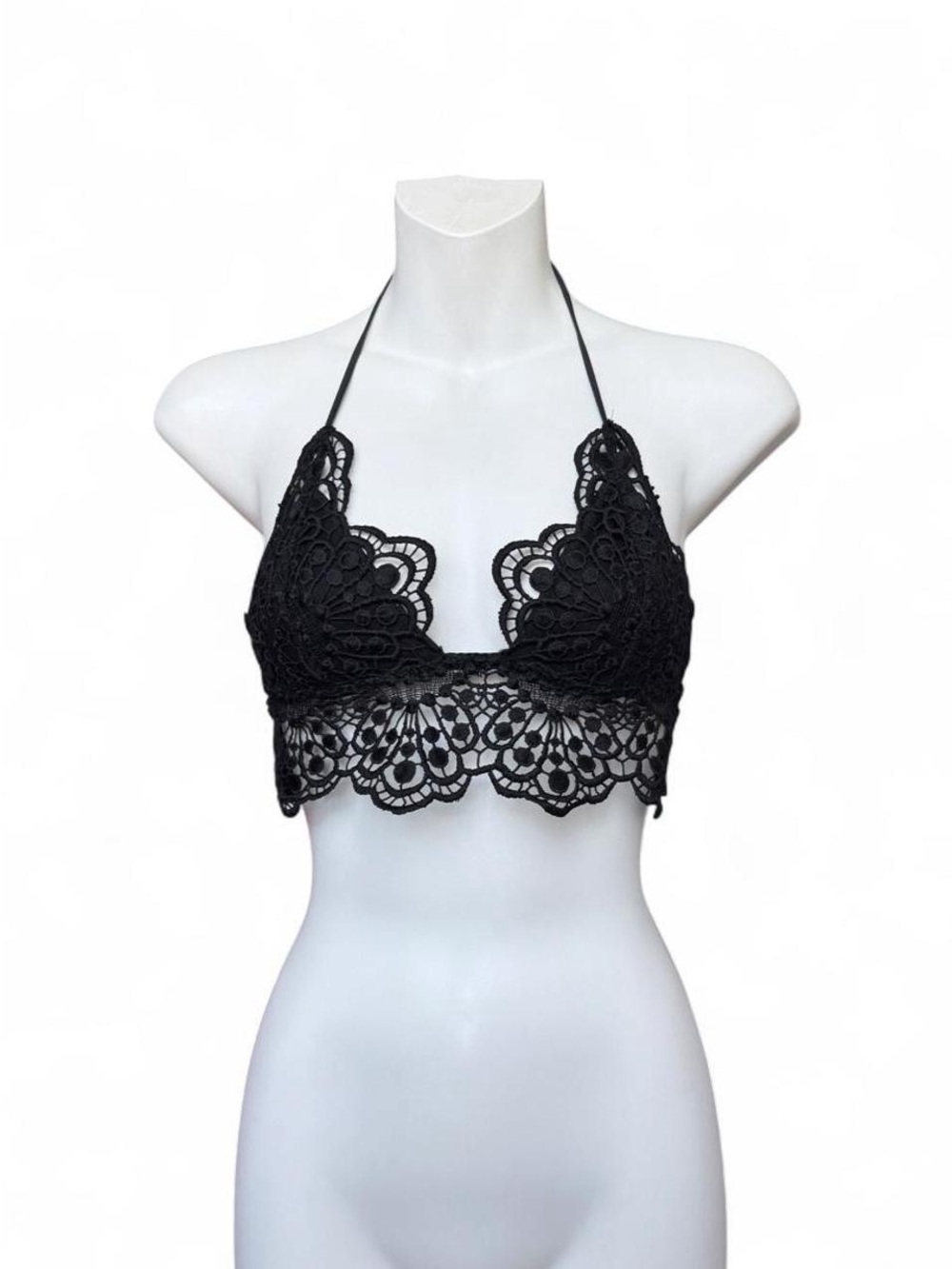 Urban Outfitters Black Crochet Lace Halter Crop Top